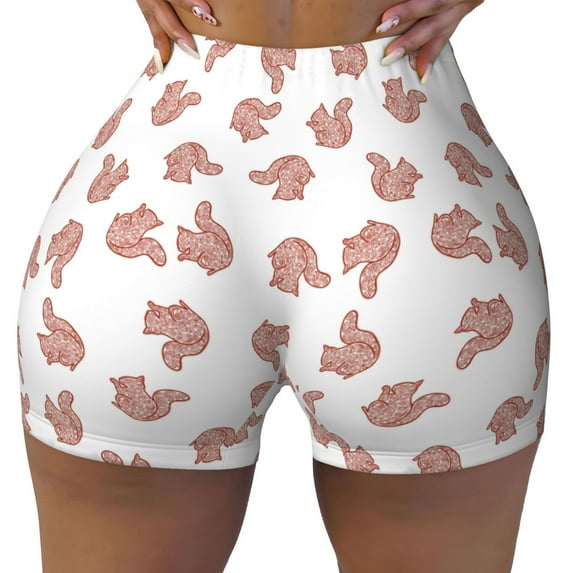 Naloa Red Fox Biker Shorts for Women Seamless Scrunch Short Women’s Yoga Shorts for Gym Running Sport Shorts - X-Large