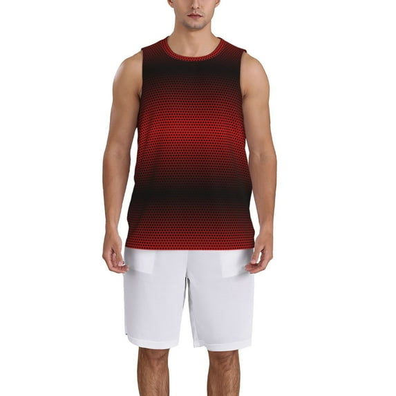 Naloa Red Geometric Basketball Jersey Reversible Men's Mesh Athletic Sports Shirts Training Practice S-4XLXX-Large