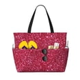 thumbnail image 1 of Naloa Red Glitter Large Capacity Beach Bag, Waterproof Sandproof Beach Swim Pool Bag Tote Bag for Women, 1 of 7