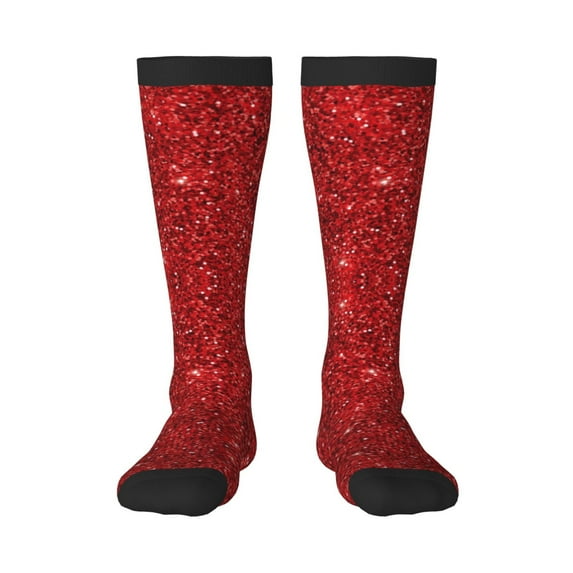Naloa Red Glitter Thigh High Socks Extra Long Stretchy Sock Women Over Knee High Opaque Stocking Daily Wear