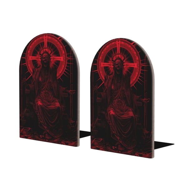 Naloa Red Gothic Skeleton Throne 2 Pcs Bookend Large Capacity Office Book Ends for Home Office Library School Study Decoration