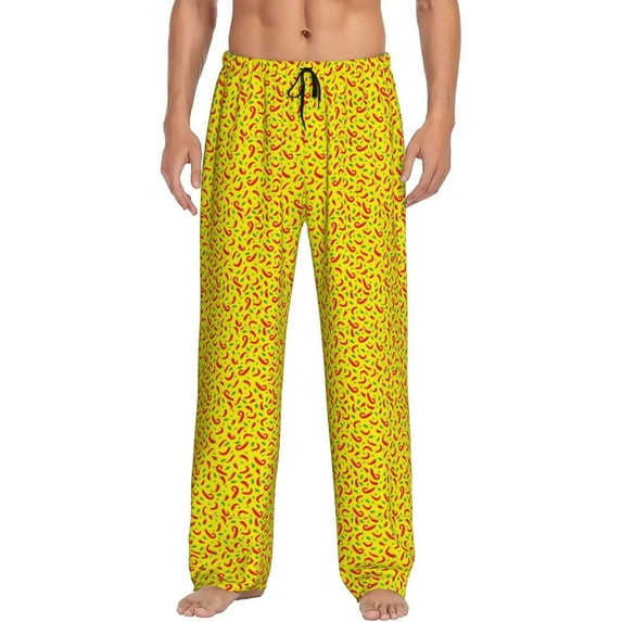 Naloa Red Hot Chilly Pajama Pants Men, PJ Bottoms, Sleep & Lounge Pants-Medium