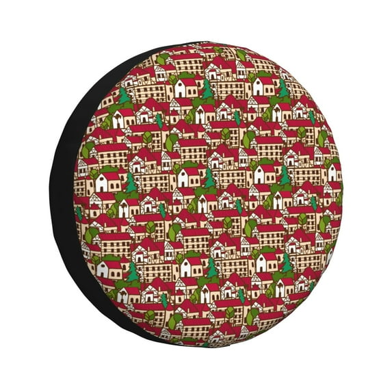 Naloa Red Houses PVC Leather Spare Tire Wheel Cover Spare Tire Cover, for Car Truck SUV Camper Trailer Universal Fit(14-17in)-15 inch