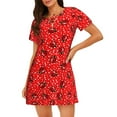 thumbnail image 1 of Naloa Red Ladybugs On White Dotted Print Women Nightgowns,Womens Loungewear,Short Sleeve Sleepwear,Comfy Ladies Nightdress, 1 of 6