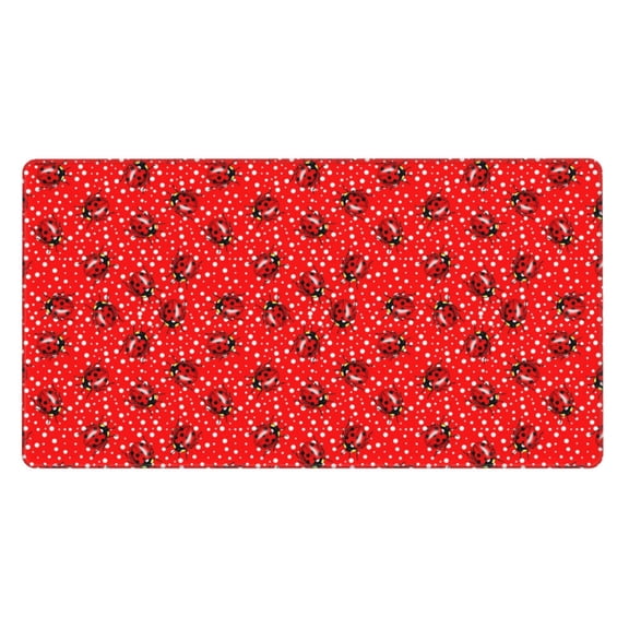 Naloa Red Ladybugs On White Dotted Gaming Mouse Pad Large Mouse Mat Long Extended Desk Pad Non-Slip Rubber Mice Pads Stitched Edges Thin Pad (16x29.5 Inch)