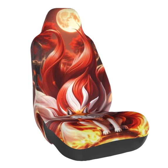 Naloa Red Leaf Flame Fox Car Seat Covers Universal Front Seat Coves for Car Accessories ,Padded Car Covers for Automotive, SUV, Truck, and Van