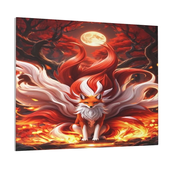 Naloa Red Leaf Flame Fox Print Canvas Bathroom Wall Art,Bathroom Wall Art Decoration, Canvas Poster Prints,Decorative Paintings for Living Room, Bathroom, Kids Room