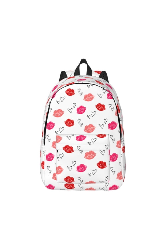 Red Lips 1 Canvas Backpack for Men Women Rucksack Casual Travel Daypack College Tote Satchel Bookbag for Teens-Small