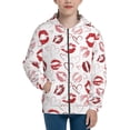thumbnail image 1 of Naloa Red Lips Teenage Zipper Hoodie, Long Sleeve Zip Up Hoodies Casual Jackets Tops for 7-12 Years-Medium, 1 of 6