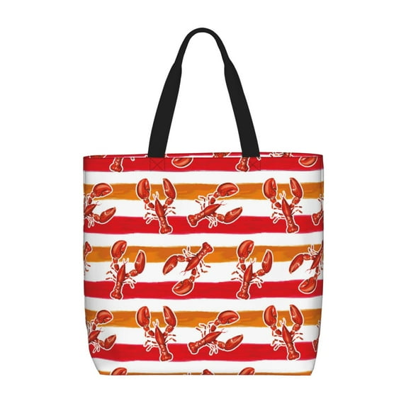 Naloa Red Lobster Tote Bag for Women, Foldable Tote Bag With Zipper, Large Shoulder Bag, Top Handle Handbag for Travel, Work, Shopping