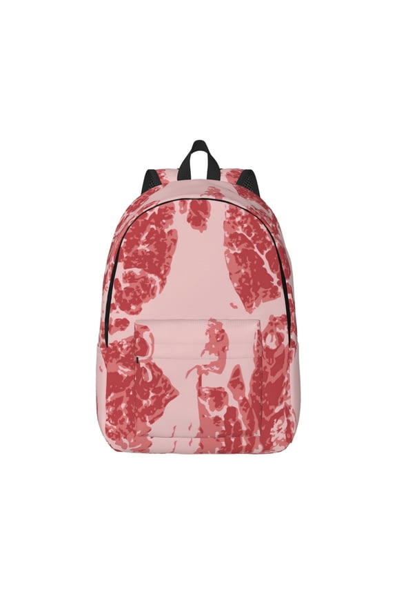 Red Meat Canvas Backpack for Men Women Rucksack Casual Travel Daypack College Tote Satchel Bookbag for Teens-Small