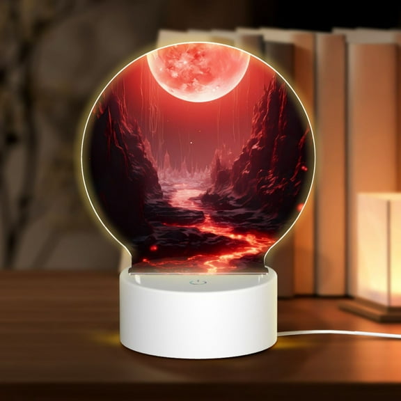 Naloa Red Moon Lava Acrylic LED Night Light Custom LED Lights Personalized Nightlight Customized Gifts for Family Couples Friends