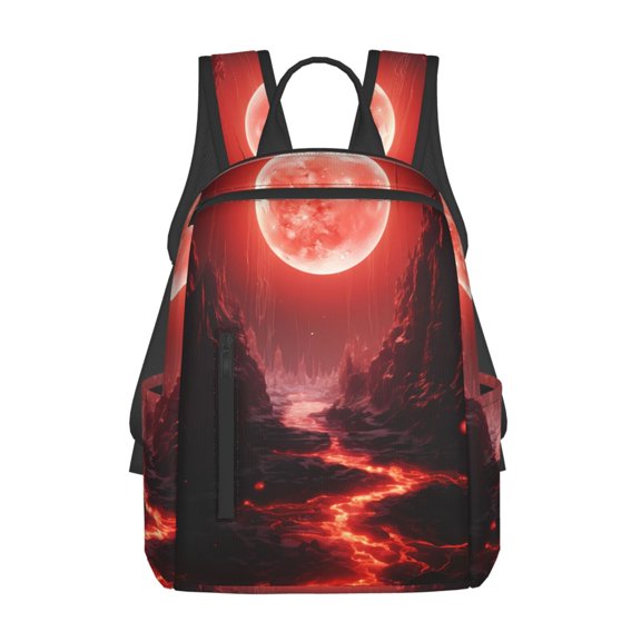 Naloa Red Moon Lava Print Lightweight DayBackpack Suitable for school, work, shopping, travel, etc.