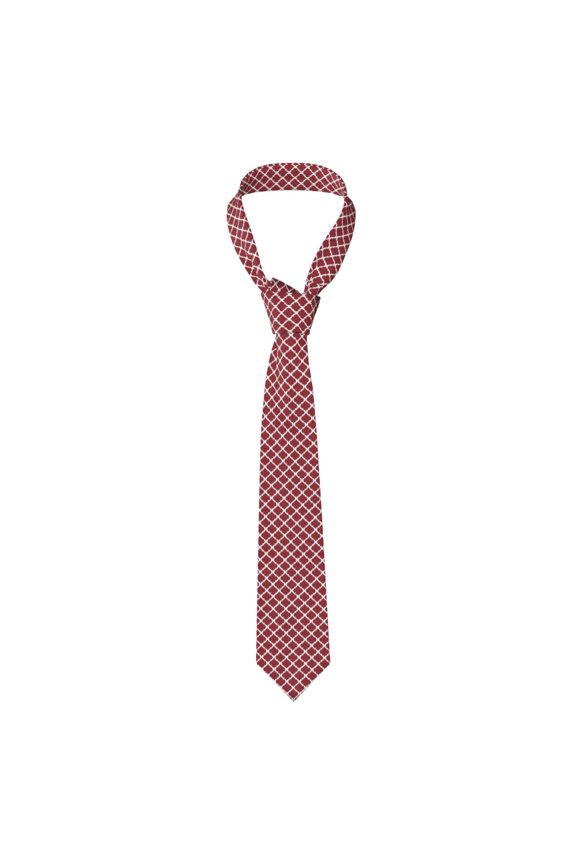 Red Moroccan Print Solid Color Tie Formal Necktie for MenSuitable for business, daily life, work