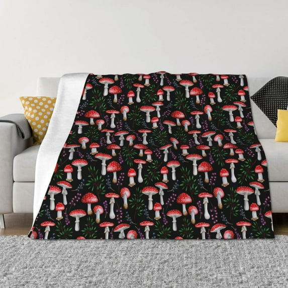 Naloa Red Mushrooms Flannel Blankets - Thick and Warm Blanket for Winter, Soft Fuzzy Plush King Blanket for All Seasons50"x40"