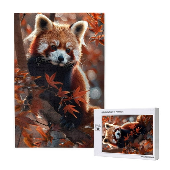 Naloa Red Panda Autumn Branches Custom Puzzles Personalized Puzzle 1000 Pieces from Photo Custom Jigsaw Puzzle for Wedding, Graduation, (29.519.7in, Vertical)