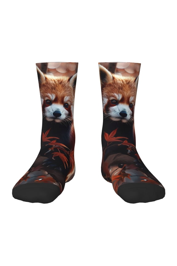 Red Panda Autumn Branches Kids Socks Unisex Kids and Toddlers' Crew Socks, ,1 Pairs