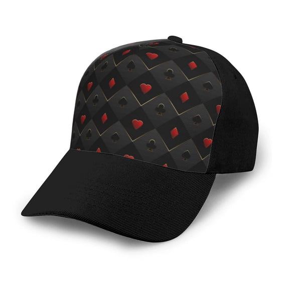 Naloa Red Poker Adult adjustable Print Baseball Hat, Patchwork curved brim baseball capfor Men and Women, One Size