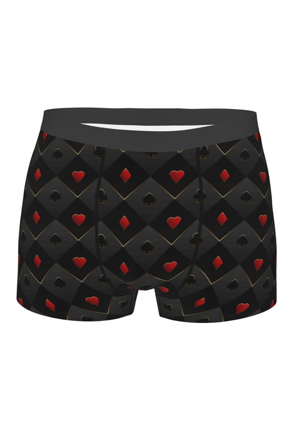 Red Poker Print Mens Underwear - Boxers for Men, Classic Briefs for Men