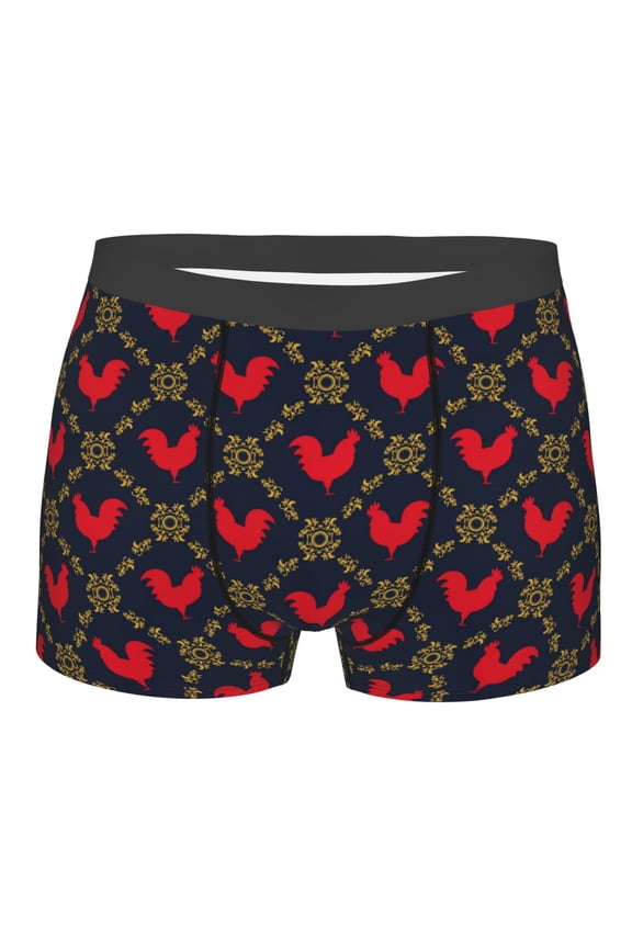 Red Rooster Print Mens Underwear - Boxers for Men, Classic Briefs for Men