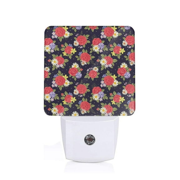 Naloa Red Rose Flower Night Lights Plug into Wall, Dusk to Dawn Sensor Warm White Led Night Light 0.5W, Nightlight suit for Adults, Bedroom, Bathroom, Hallway, Kitchen
