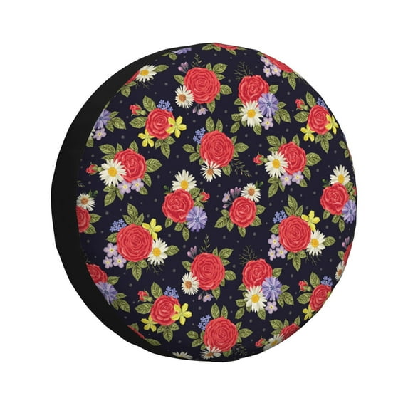 Naloa Red Rose Flower PVC Leather Spare Tire Wheel Cover for Car Truck SUV Camper Trailer Universal Fit many size17 inch