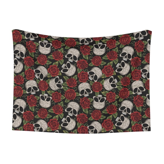 Naloa Red Rose Skull Dog Blanket, 3 Sizes Cat Blanket for Indoor Cats Large Medium Small Dog Gifts-Large
