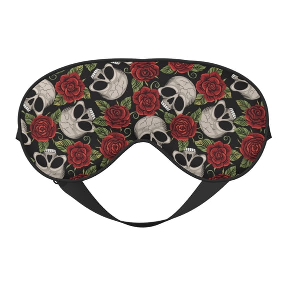 Naloa Red Rose Skull Print Sleep Mask for Sleeper, Light Blocking Sleeping Eye Mask for Women Men, Eye Shade with Adjustable Strap for Travel, Nap,Meditation