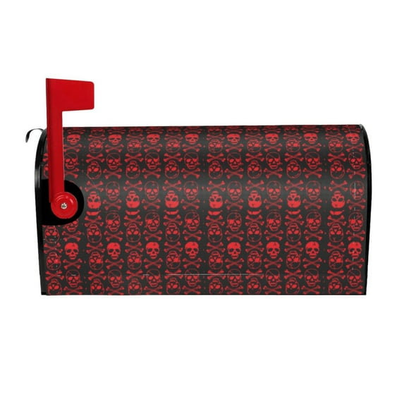 Naloa Red Skulls Mailbox Covers Magnetic Post Box Cover Post Letter Box Cover Garden Decor-25.5x21 in