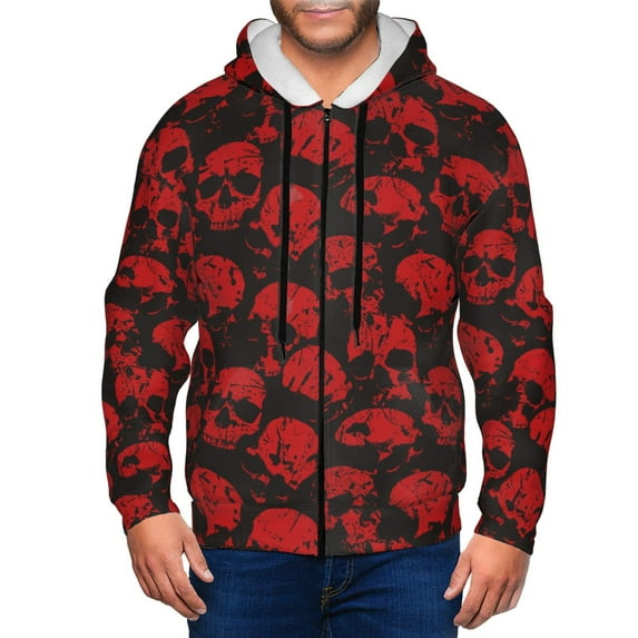 Naloa Red Skulls Men’s Hoodies, Zip up Hoodie, Sweatshirts,Hoodies for Men Sizes S-3XL-Small