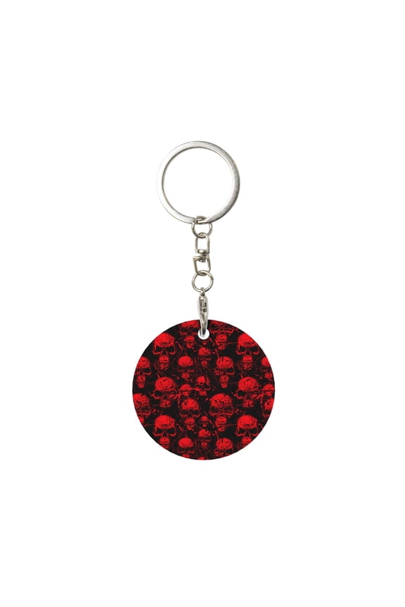 Naloa Red Skulls Print Round Keychain Keychain Key Ring, Key Tag, Key Chain Bulk for Gift Accessories (Round)