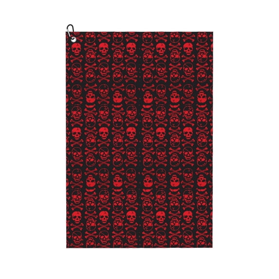 Naloa Red Skulls With Crossbones Golf Towel Golf Gift for Men and Women Golf Towel with Carabiner Clip to Quickly Remove Mud, Dirt and Sweat