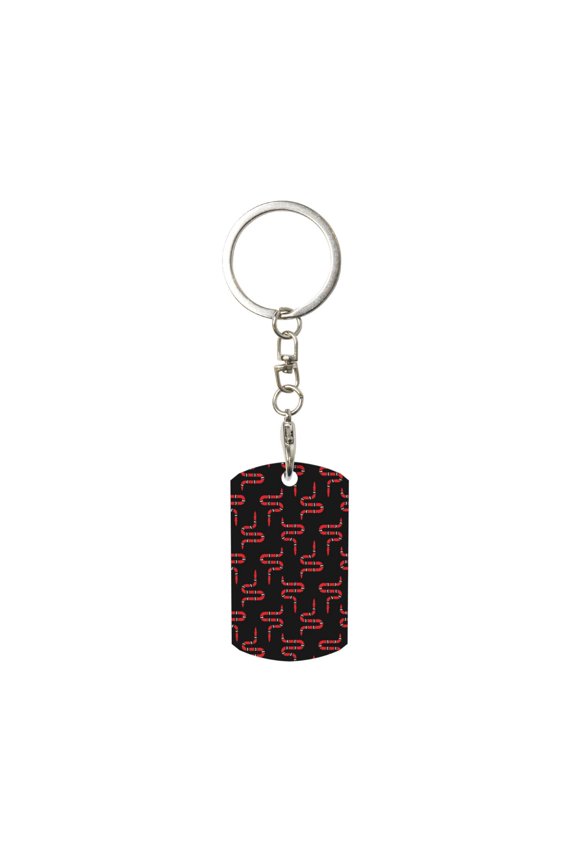 Red Snake Print Keyfob with Split Key Ring and Print Labels, Key Labels Key Chain Tags, Luggage Tags, Car Key Chain Ring Keyfob Gift