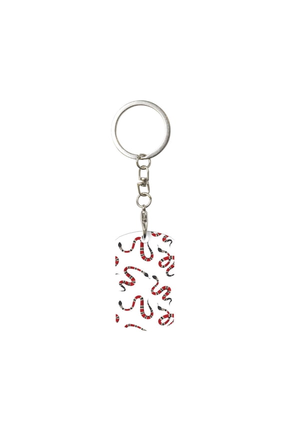 Red Snake Print Keyfob with Split Key Ring and Print Labels, Key Labels Key Chain Tags, Luggage Tags, Car Key Chain Ring Keyfob Gift
