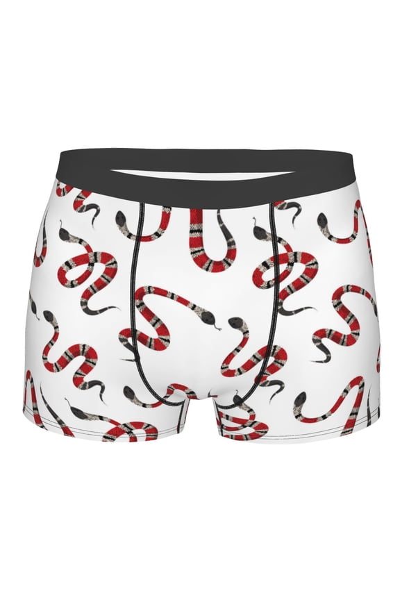 Red Snake Print Mens Underwear - Boxers for Men, Classic Briefs for Men