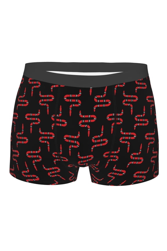 Red Snake Print Mens Underwear - Boxers for Men, Classic Briefs for Men