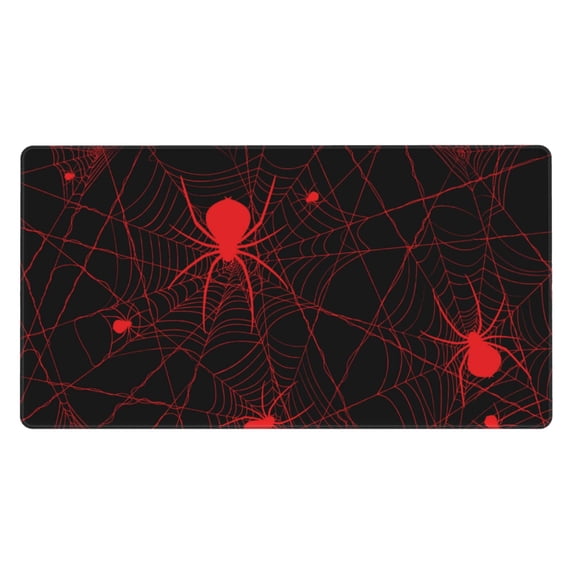 Naloa Red Spider On The Web Gaming Mouse Pad Large Mouse Mat Long Extended Desk Pad Non-Slip Rubber Mice Pads Stitched Edges Thin Pad (16x29.5 Inch)