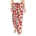 thumbnail image 1 of Naloa Red Strawberry Print Women’s Ultra-Soft Comfy Pajama Lounge Pants with Pockets & Drawstring, 1 of 8