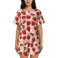 thumbnail image 1 of Naloa Red Strawberry Women's Short-Sleeved Pajama Set, Loungewear, Summer pajamas, Breathable Cozy - XX-Large, 1 of 9