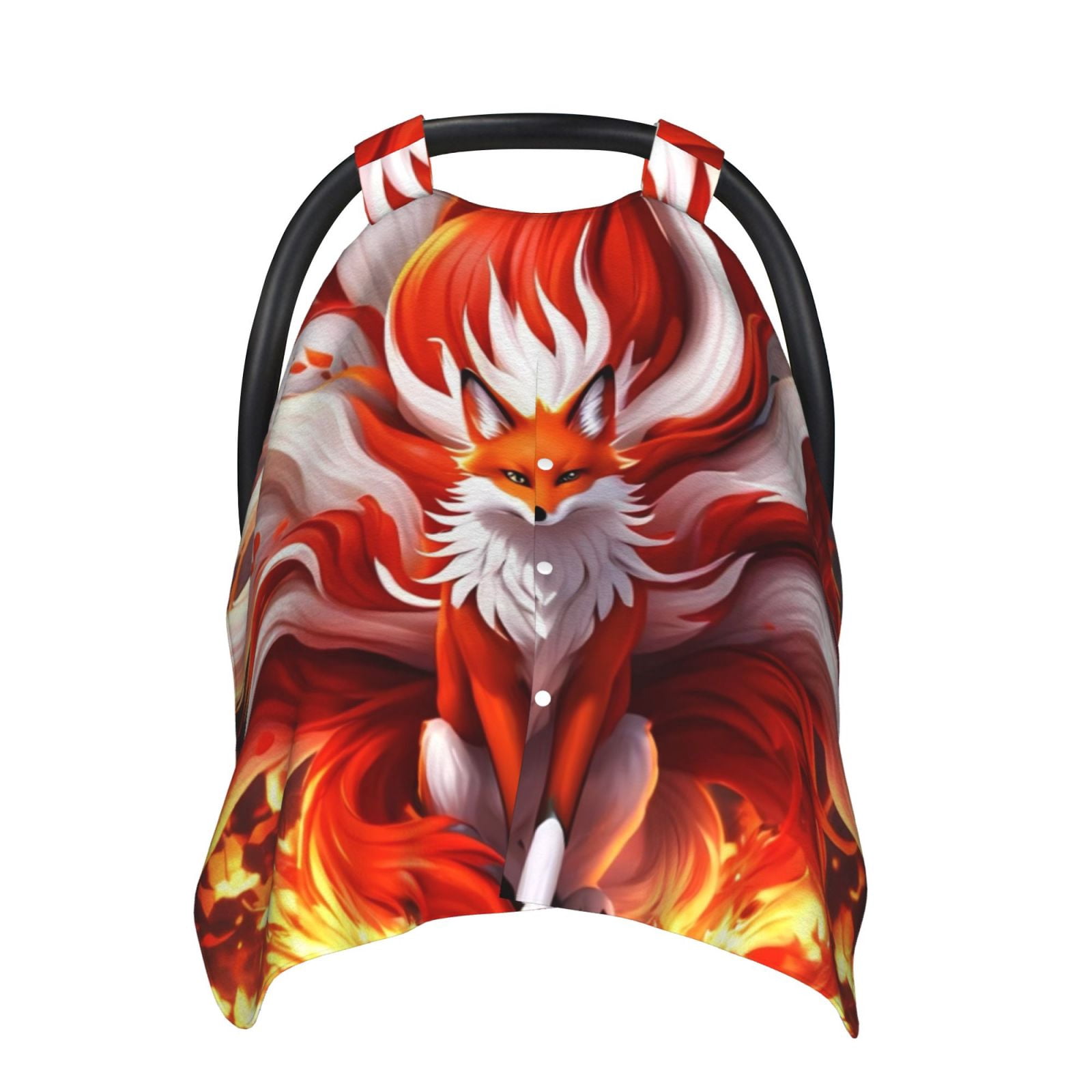 Naloa Red Sun Flame Fox Baby Car Seat Cover, Breathable Baby Carrier Cover, Multiuse Baby Carrier Cover & Nursing Breastfeeding Cover