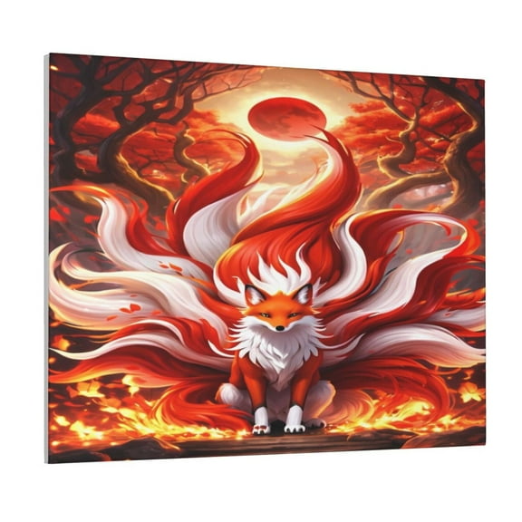 Naloa Red Sun Flame Fox Print Canvas Bathroom Wall Art,Bathroom Wall Art Decoration, Canvas Poster Prints,Decorative Paintings for Living Room, Bathroom, Kids Room