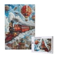 thumbnail image 1 of Naloa Red Train Hot Air Balloon Custom Puzzles Personalized Puzzle 1000 Pieces from Photo Custom Jigsaw Puzzle for Wedding, Graduation, (29.5×19.7in, Vertical), 1 of 9