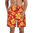 thumbnail image 1 of Naloa Red Vintage Flowers Men's Beach Shorts, Surfing shorts, Swim trunks, Quick Dry Swim Trunks for Surfing Beach Fun - Large, 1 of 9