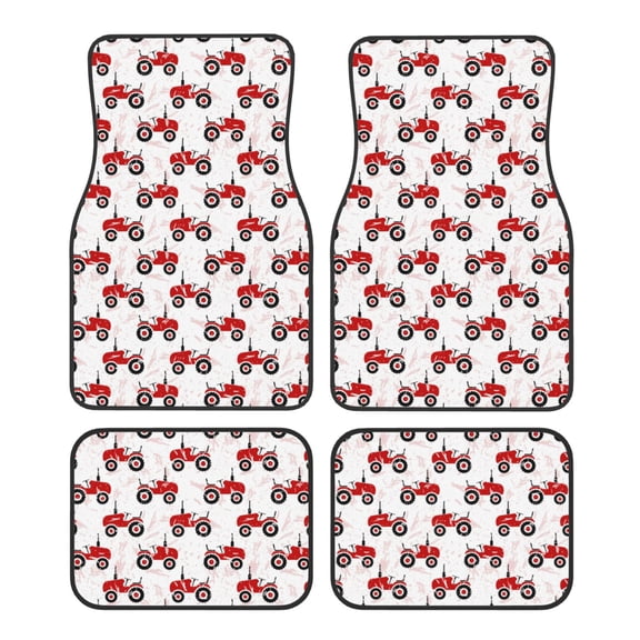 Naloa Red Wheeled Tractors Car Foot Mat Set of 4 Pieces - Universal Floor Liner Neoprene Full Set Floor Mats for Cars Trucks SUV