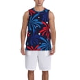 thumbnail image 1 of Naloa Red White Blue Fireworks Basketball Jersey Reversible Men's Mesh Athletic Sports Shirts Training Practice S-4XLLarge, 1 of 6
