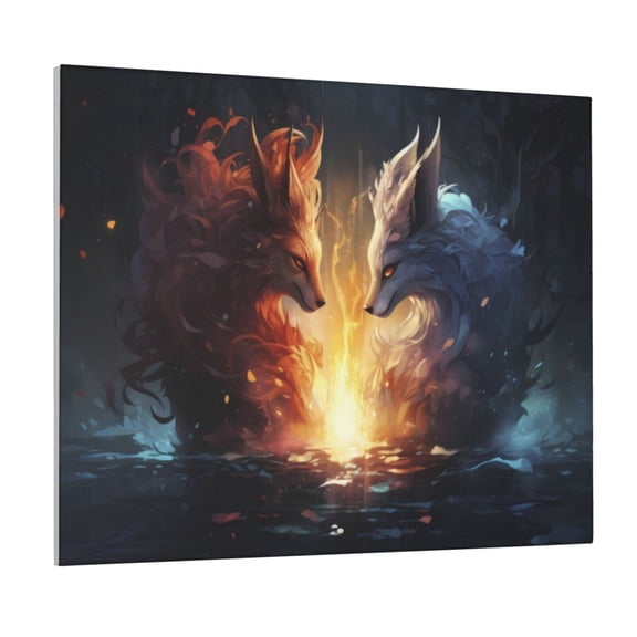 Naloa Red And White Flame Fox Print Canvas Bathroom Wall Art,Bathroom Wall Art Decoration, Canvas Poster Prints,Decorative Paintings for Living Room, Bathroom, Kids Room