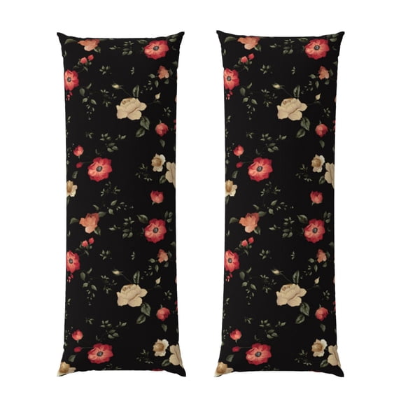 Naloa Red White Flowers Super Soft 20x60 Body Pillow Case,Long Side Hidden Zipper(PILLOWS ARE NOT INCLUDED)