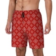 thumbnail image 1 of Naloa Red White Snowflakes Print Men Swim Trunks with Compression Liner ,Board Shorts,Men's Swim Shorts with Drawstring and Elastic Waistband-XX-Large, 1 of 6