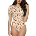 thumbnail image 1 of Naloa Red Wine Women's Short-Sleeved Onesie, One-Piece Swimsuit for Parties, dates, clubs - XX-Large, 1 of 9
