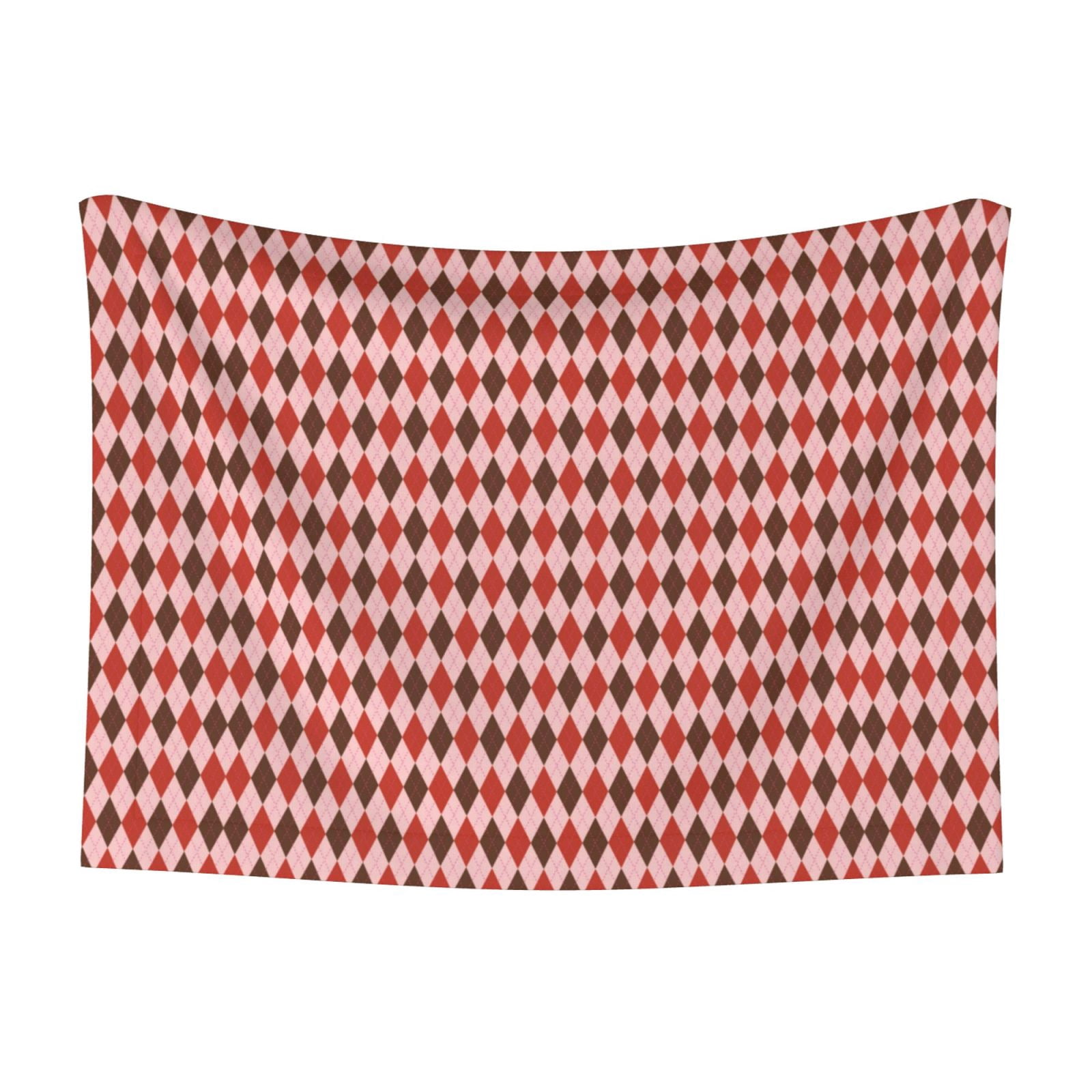 Naloa Red and Brown Squares Dog Blanket, 3 Sizes Cat Blanket for Indoor Cats Large Medium Small Dog Gifts-Small